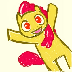 Size: 500x500 | Tagged: safe, artist:darkdoomer, apple bloom, earth pony, apple bloom's bow, female, filly, hair bow, red mane, yellow coat