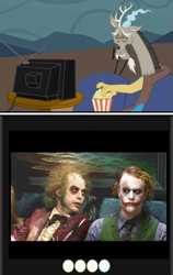 Size: 569x898 | Tagged: safe, derpibooru import, discord, beetlejuice, exploitable meme, the joker, tv meme