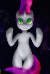 Size: 1000x1500 | Tagged: safe, artist:darkdoomer, sweetie belle, belly button, space, stare, surreal, universe