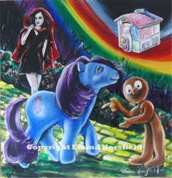Size: 3321x3441 | Tagged: safe, artist:emmahorsfield, derpibooru import, hopscotch, human, g1, crossover, fusion, lullabye nursery, morph, rainbow, red riding hood, the wizard of oz, toy, traditional art, yellow brick road