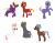 Size: 3299x2549 | Tagged: safe, artist:relight charge, derpibooru import, baff, fizzle, fume, garble, spear (dragon), vex, dragon, clump, gronkle, ponified, species swap, teenaged dragon