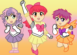 Size: 1238x897 | Tagged: safe, artist:cardcaptorkatara, apple bloom, scootaloo, sweetie belle, clothes, cutie mark crusaders, evening gloves, humanized, sailor moon