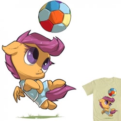 Size: 500x500 | Tagged: safe, artist:atryl, derpibooru import, scootaloo, chibi, cute, cutealoo, football, in air, looking up, scootaloo will show us games to play