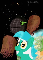 Size: 751x1063 | Tagged: safe, artist:harddriver04, lyra heartstrings, pony, unicorn, death star, female, horn, mare, star wars