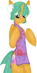 Size: 468x900 | Tagged: safe, artist:rayodragon, derpibooru import, snails, anthro, alternate hairstyle, chinese, clothes, dress, eyeliner, glitter shell, hair bun, makeup, male, solo, transvestite, trap