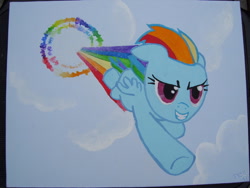 Size: 900x678 | Tagged: safe, artist:equestriapaintings, derpibooru import, photo, solo, sonic rainboom, traditional art