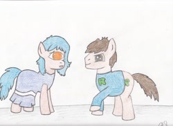 Size: 3496x2552 | Tagged: safe, artist:shnakes, derpibooru import, cyclops, demo, ponified, raocow, traditional art