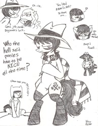 Size: 1020x1317 | Tagged: safe, artist:wootmaster, mare do well, the mysterious mare do well, adventure time, clothes, corey powell, merriwether williams, monochrome, ponified, socks, striped socks