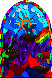 Size: 2042x3060 | Tagged: safe, artist:tritone, derpibooru import, oc, oc only, oc:tritone, six-string, stained glass, technocolor