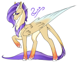 Size: 2908x2345 | Tagged: safe, artist:oneiria-fylakas, oc, oc only, oc:fauna, pegasus, pony, female, horns, mare, simple background, solo, transparent background