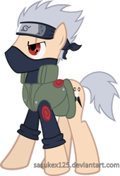 Size: 736x1084 | Tagged: safe, artist:sasukex125, derpibooru import, hatake kakashi, naruto, ponified, sharingan, simple background, solo, transparent background, vector