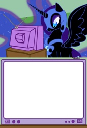 Size: 512x750 | Tagged: safe, nightmare moon, alicorn, pony, blank, exploitable meme, female, horn, mare, solo, tv meme