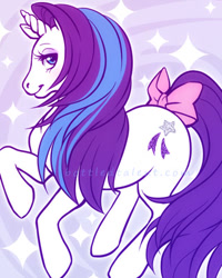 Size: 320x400 | Tagged: safe, artist:celesse, derpibooru import, glory, pony, unicorn, g1, bow, female, mare, solo, tail bow