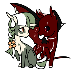 Size: 1024x1003 | Tagged: safe, artist:oneiria-fylakas, oc, oc only, original species, pony, unicorn, chibi, female, heart, mare, mouth hold, simple background, transparent background