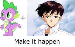 Size: 1600x1000 | Tagged: safe, derpibooru import, spike, dragon, exploitable meme, make it happen, meme, neon genesis evangelion, shinji ikari