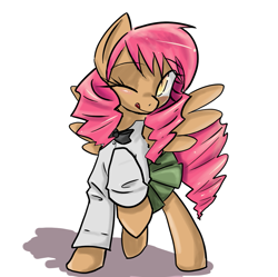 Size: 921x916 | Tagged: safe, artist:acharmingpony, derpibooru import, clothes, katawa shoujo, misha, ponified, solo