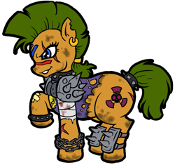 Size: 531x500 | Tagged: artist needed, safe, derpibooru import, oc, oc only, fallout equestria, clothes, piercing, scar, solo