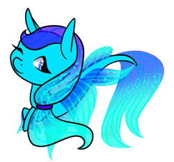 Size: 1024x955 | Tagged: safe, artist:oneiria-fylakas, oc, oc only, seapony (g4), chibi, female, one eye closed, simple background, solo, transparent background, wink