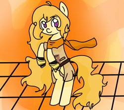 Size: 900x800 | Tagged: safe, artist:theunluckycat, derpibooru import, ember celica, ponified, rwby, solo, yang xiao long