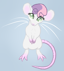 Size: 700x777 | Tagged: safe, artist:arrkhal, derpibooru import, sweetie belle, mouse, pony, rat, adorable face, bipedal, cute, looking at you, mousified, rodent, simple background, solo, species swap