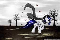 Size: 2458x1664 | Tagged: safe, artist:moonlightfl, derpibooru import, oc, oc only, oc:moonlight flare, pegasus, pony, autumn, clothes, sad, scarf, solo, wind