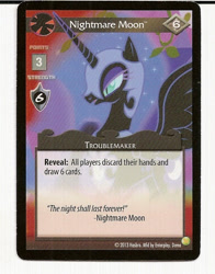 Size: 501x640 | Tagged: safe, derpibooru import, nightmare moon, ccg, enterplay, merchandise, mlp trading card game