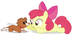 Size: 900x450 | Tagged: safe, artist:dm29, derpibooru import, apple bloom, winona, duo, simple background, transparent background