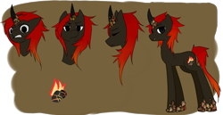 Size: 1900x981 | Tagged: safe, artist:sockl, oc, oc only, pony, unicorn, curved horn, expressions, eyes closed, fire, frown, glare, gritted teeth, solo, wide eyes