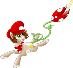 Size: 1500x1403 | Tagged: dead source, safe, artist:ruby-hooves, oc, oc only, oc:8-bit, monster pony, original species, piranha plant pony, crossover, mario, nintendo, piranha plant, simple background, solo, super mario bros., transparent, transparent background