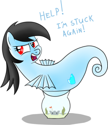 Size: 1250x1447 | Tagged: safe, artist:ruby-hooves, oc, oc only, sea pony, fishbowl, simple background, solo