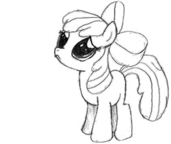 Size: 720x607 | Tagged: safe, artist:applejackfrost, derpibooru import, apple bloom, monochrome, solo