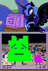 Size: 512x750 | Tagged: safe, nightmare moon, aqua teen hunger force, exploitable meme, middle finger, mooninites, tv meme, vulgar