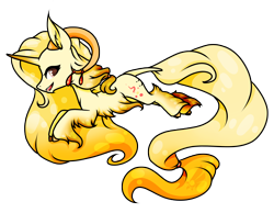 Size: 2488x1926 | Tagged: safe, artist:oneiria-fylakas, oc, oc only, oc:elena, classical unicorn, unicorn, chibi, cloven hooves, female, horns, leonine tail, simple background, solo, transparent background, unshorn fetlocks