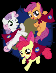 Size: 2550x3300 | Tagged: safe, artist:kvoakes17, derpibooru import, apple bloom, scootaloo, sweetie belle, cape, clothes, cutie mark crusaders