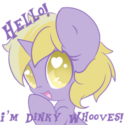 Size: 800x800 | Tagged: safe, artist:starlightlore, derpibooru import, dinky hooves, cute, dinkabetes, lorehoshiko is trying to murder us, simple background, solo, text, transparent background