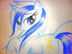 Size: 1024x768 | Tagged: safe, artist:bludraconoid, derpibooru import, minuette, plot, solo, traditional art