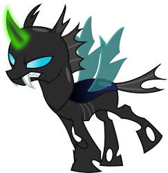 Size: 6322x6500 | Tagged: safe, artist:theshadowstone, derpibooru import, changeling, absurd resolution, glowing horn, magic, put out, simple background, solo, transparent background, vector