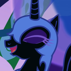 Size: 720x720 | Tagged: safe, derpibooru import, screencap, nightmare moon, friendship is magic, cute, eyes closed, laughing, moonabetes, open mouth, smiling, solo