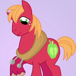 Size: 652x652 | Tagged: safe, artist:anarchemitis, derpibooru import, big macintosh, earth pony, pony, horse collar, male, simple background, solo, stallion, wardrobe misuse