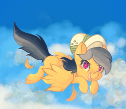 Size: 1380x1200 | Tagged: safe, artist:cappydarn, derpibooru import, daring do, flying, solo