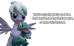 Size: 960x600 | Tagged: safe, artist:pinkie diane roosevelt phd, derpibooru import, cloudchaser, 3d, dexterous hooves, gmod, image macro, nintendo, pokémon, reaction image, totodile, vulgar