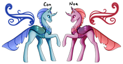 Size: 4318x2264 | Tagged: safe, artist:oneiria-fylakas, oc, oc only, oc:eon, oc:noe, changedling, changeling, high res, simple background, transparent background