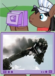 Size: 440x600 | Tagged: safe, derpibooru import, full steam, promontory, exploitable meme, locomotive, meme, obligatory pony, the lone ranger, train, tv meme