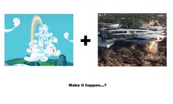 Size: 962x582 | Tagged: safe, derpibooru import, exploitable meme, iron man, iron man 3, make it happen, rainbow dash's house