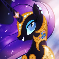 Size: 800x800 | Tagged: safe, artist:pixelkitties, derpibooru import, idw, nightmare rarity, pony, unicorn, spoiler:comic, spoiler:comic08, armor, female, horn, horn ring, mare, solo