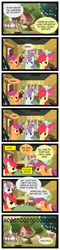 Size: 1024x4233 | Tagged: safe, artist:lazingabout94, apple bloom, scootaloo, sweetie belle, clubhouse, comic, crusaders clubhouse, curtains, cutie mark crusaders, dust, feather, feather boa, grass, implied scootabuse, tree