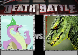 Size: 888x632 | Tagged: safe, spike, dragon, kaiju, death battle, godzilla, godzilla (series), godzilla junior, spikezilla