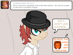 Size: 500x375 | Tagged: safe, artist:aha-mccoy, derpibooru import, oc, oc only, oc:corel, a clockwork orange, aha mclovin, corel-lee mclovin, tumblr