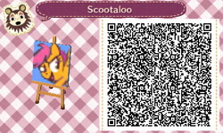 Size: 400x240 | Tagged: safe, artist:karzahnii, derpibooru import, scootaloo, 3ds, animal crossing, nintendo, qr code