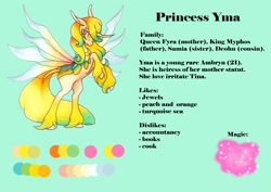 Size: 1024x724 | Tagged: safe, artist:oneiria-fylakas, oc, oc only, oc:yma, original species, ambryn, engrish, female, reference sheet, solo